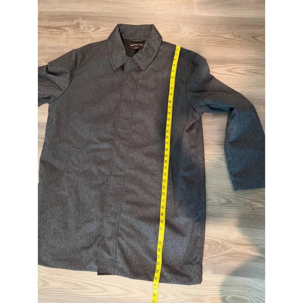 Michael Kors Mens XXL Grey Herringbone Car Coat Leather Elbow Patches Jacket 2XL